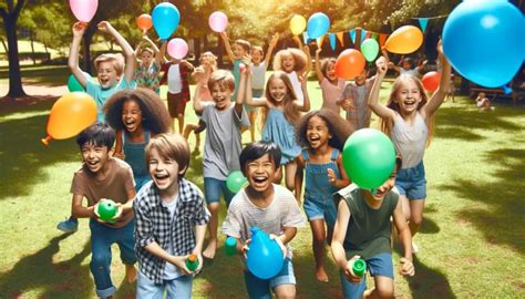 Deti s rôznymi farebnými balónmi