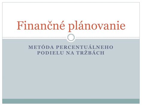 Finančné plánovanie a účtovníctvo