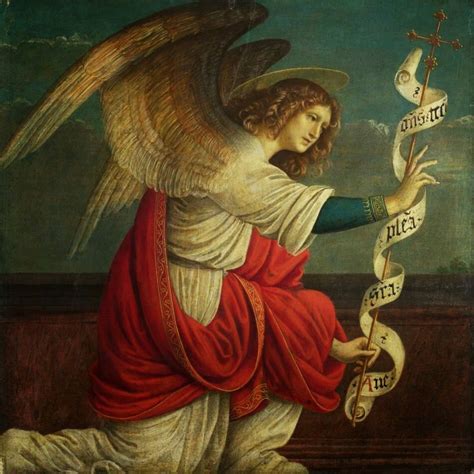 Archangel Gabriel with a trumpet and scroll