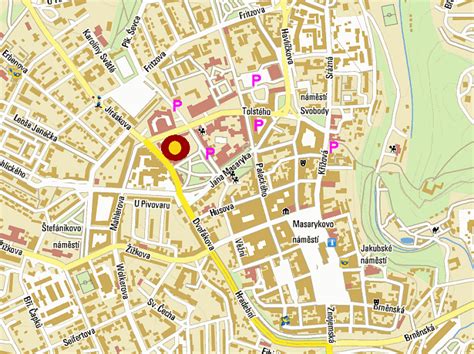 Mapa Jihlavy s vyznačením historického centra