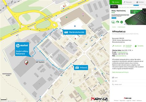 Mapa okolia Akasa Ezoterika s vyznačenými zastávkami MHD