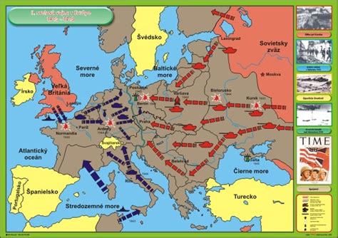 Mapa Európy z obdobia druhej svetovej vojny s vyznačením Protektorátu Čechy a Morava a Slovenského štátu