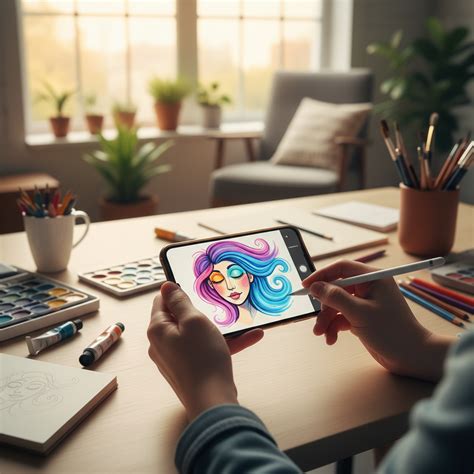 Obrazovka aplikácie na kreslenie mandál s rôznymi nástrojmi