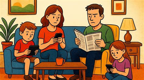 Ilustrácia rodiny sledujúcej televíziu spolu