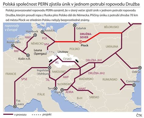 mapa ropovodov v Európe