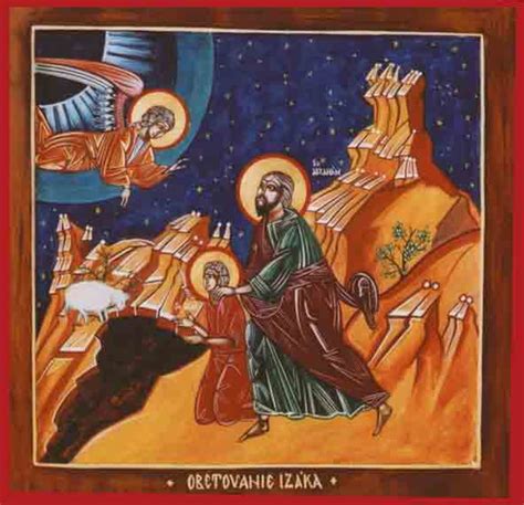 umenie znázorňujúce Abraháma a Izáka