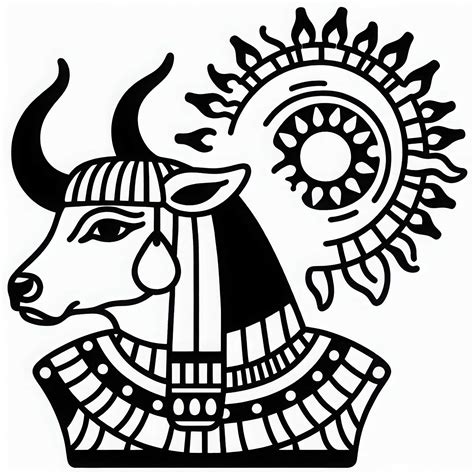 Hathor ako žena s kravskými rohmi a slnečným kotúčom