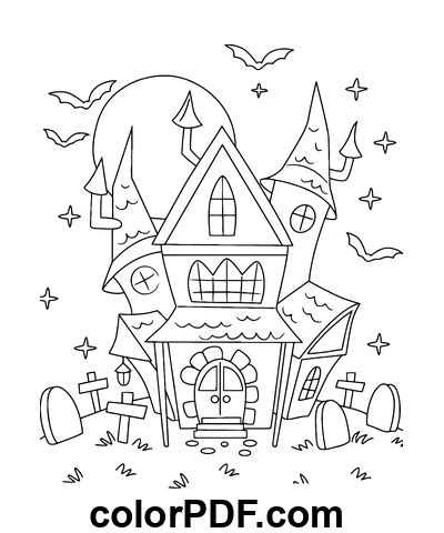 Ilustrácia strašidelného domu v noci