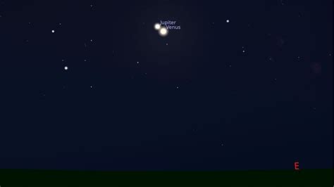 Simulácia konjunkcie Venuše a Jupitera 12. augusta 2025