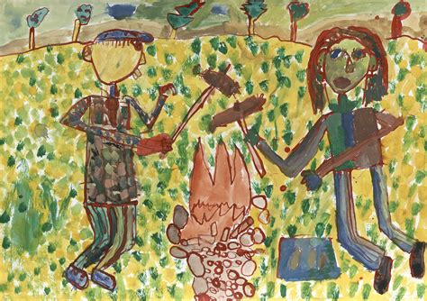 Ilustrácia rómskej ženy pri ohni