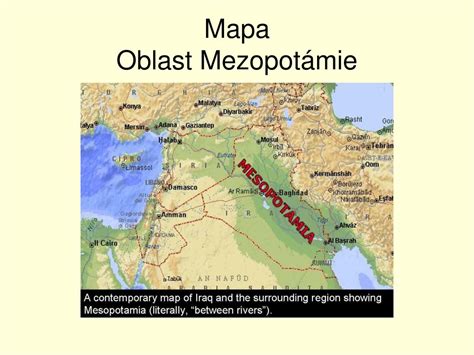 Mapa Mezopotámie s vyznačenými ranými kultúrami