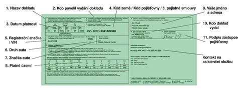 Detailná fotografia zelenej karty s vyznačenými poľami