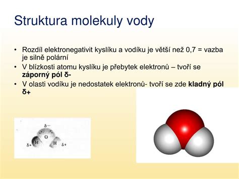 Symbolické zobrazenie molekuly vody