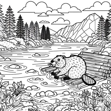 Ilustrácia bobra staviaceho hrádzu