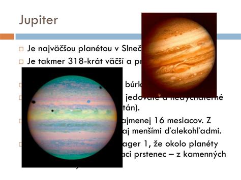 Ilustrácia planét Jupiter a Saturn s ich hlavnými charakteristikami