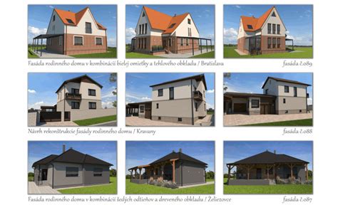 Koláž rôznych farebných fasád domov, ktoré sú v súlade s princípmi Feng Shui