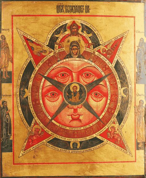 Ilustrácia Baphometa a vševidiaceho oka na pyramíde