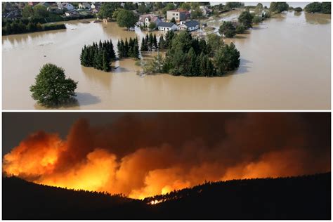 Ilustrácia environmentálnych katastrof ako záplavy a požiare