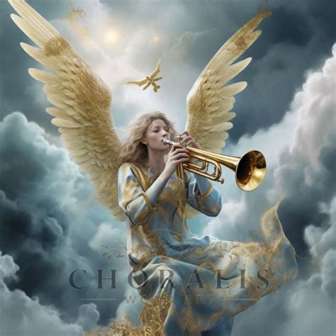 Archanjel Gabriel s krídlami a trúbkou