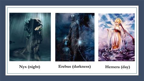 Ilustrácia prvotných gréckych božstiev ako Nyx a Erebos