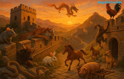 Ilustrácia dvanástich čínskych zvieracích znamení