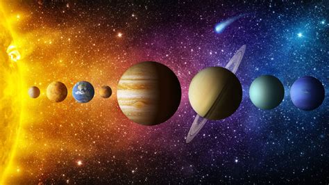 Ilustrácia konjunkcie planét na nočnej oblohe