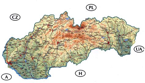 Mapa Slovenska s vyznačenými jaskyňami vhodnými na speleoterapiu