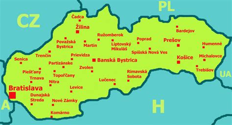 Mapa mesta Martin, Slovensko