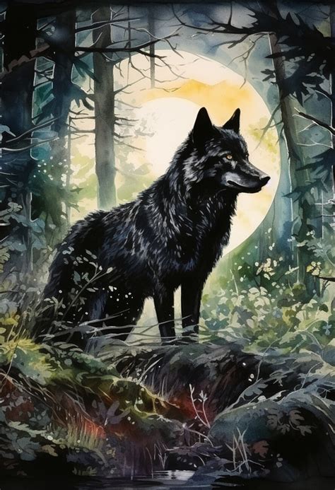 Umelecká ilustrácia hustého, magického lesa v štýle Luciy Mattioli, kde sa prelínajú farby a tiene