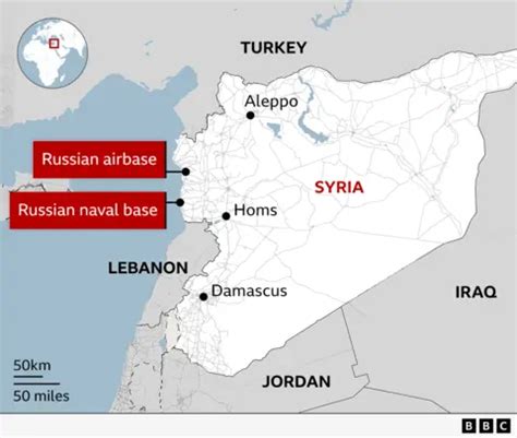 Map of Syria with Russian bases