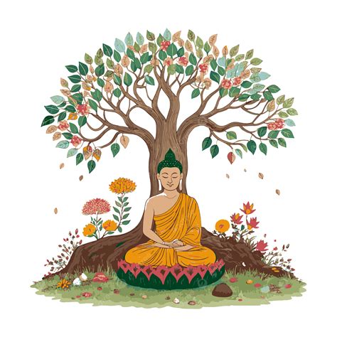 Buddha meditating under a tree
