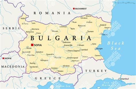 Mapa Bulharska s oblasťou Rupite