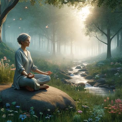 Žena meditujúca v prírode, symbolizujúca vnútorný pokoj