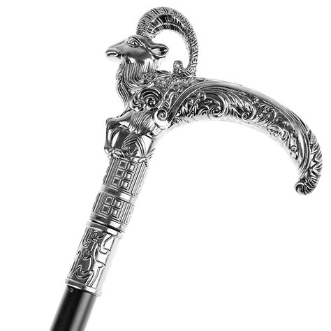 ručne vyrezávaná vychádzková palica s hlavou kozorožca