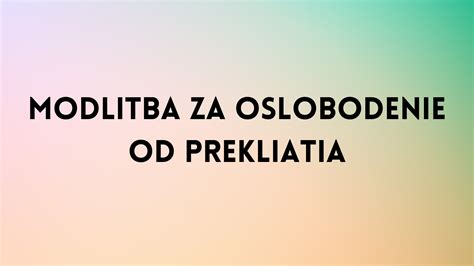 Modlitba za oslobodenie