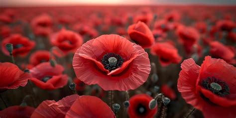 Field of vibrant red poppies