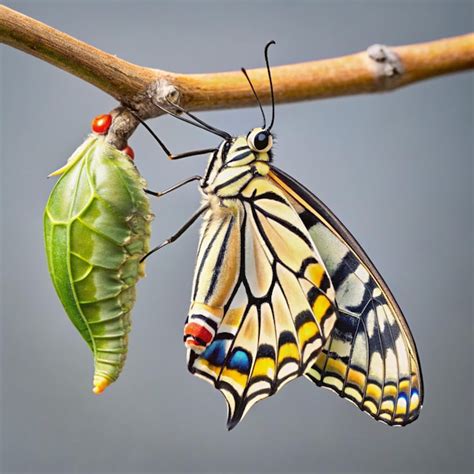 Butterfly emerging from cocoon
