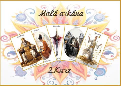 Ukážka kariet Malej Arkány s rôznymi elementami