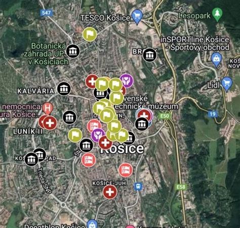 Mapa cyklotrás v okolí Košíc vhodných pre e-bike