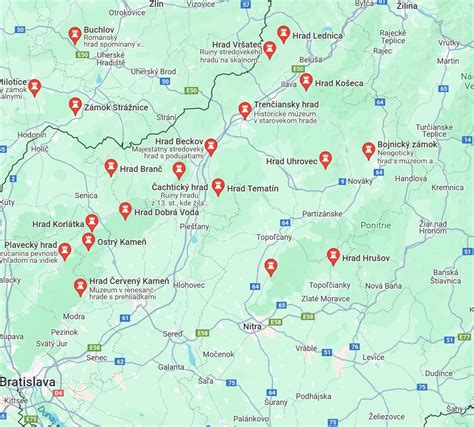 Mapa Nových Zámkov s vyznačenými centrami alternatívnej medicíny