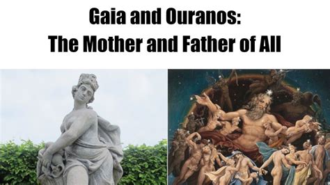 Predstava božského páru Gaia a Ouranos v objatí nebies a zeme