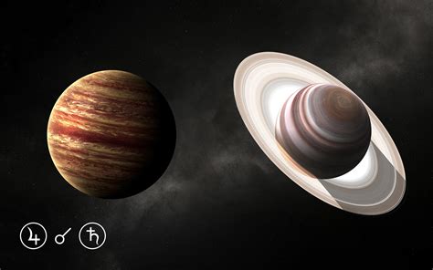 Grafické znázornenie aspektu Jupitera a Saturna