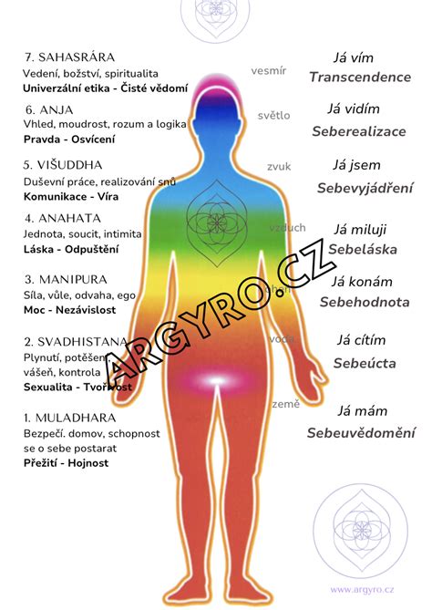 grafické znázornenie prepojenia čaker a duchovného vývoja žiaka v Reiki