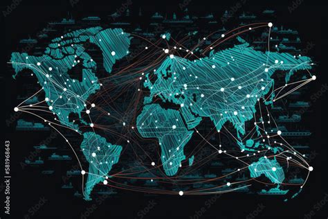 Global map with interconnected nodes representing societal trends