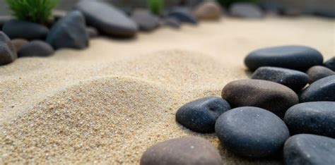 Zen garden with raked sand and stones, symbolizing peace and simplicity