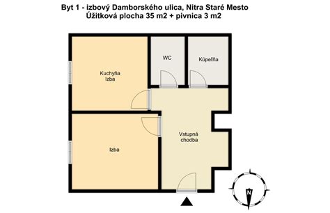 schéma bytu s vyznačeným ideálnym umiestnením spálne podľa bagua mriežky