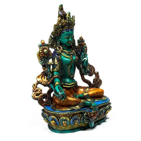 Zelená Tara s nohou vpred, symbolizujúca akciu