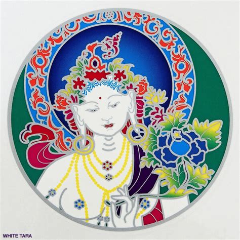 Biela Tara s lotosom a ochranným gestom