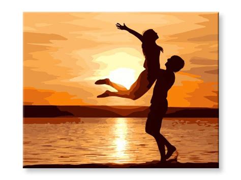 romantický pár pri západe slnka symbolizujúci vášeň leva