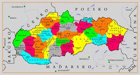 Mapa regiónov Slovenska s vyznačením oblastí známych tradičnými liečiteľmi a bylinkármi